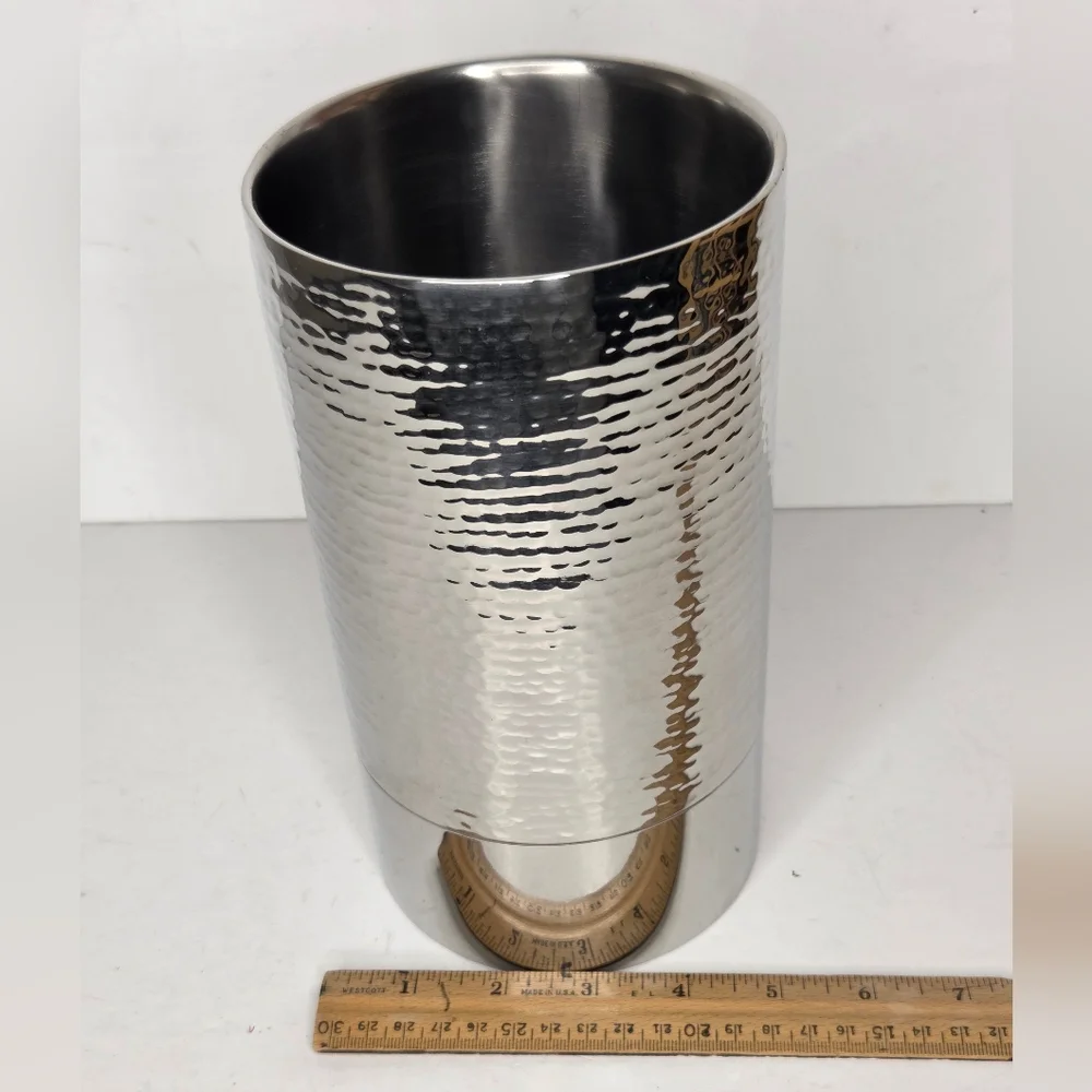 Crate & Barrel Silver Hammered Graham Metal Wine Bottle Chiller‎ Cooler